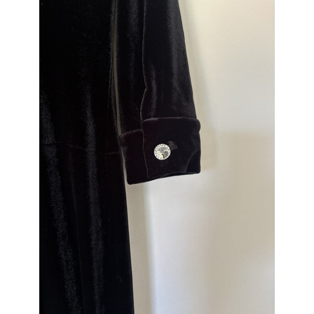 Newport News Velvet Maxi Dress 14 Long Buttons Holiday Formal - Picture 4 of 13